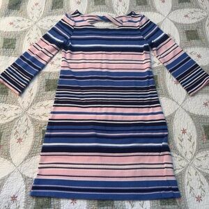 Lilly Pulitzer dress blue/pink striped dress quarter length sleeves Size XS